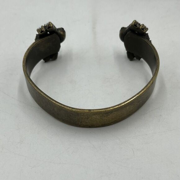 LOREN HOPE Mishelle Aurora Borealis Iridescent Crystals Gold Brass Cuff Bracelet - Picture 7 of 16